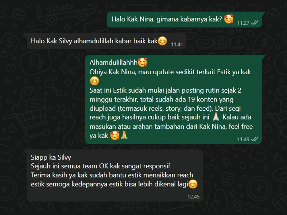 Tangkapan layar percakapan WhatsApp dengan klien